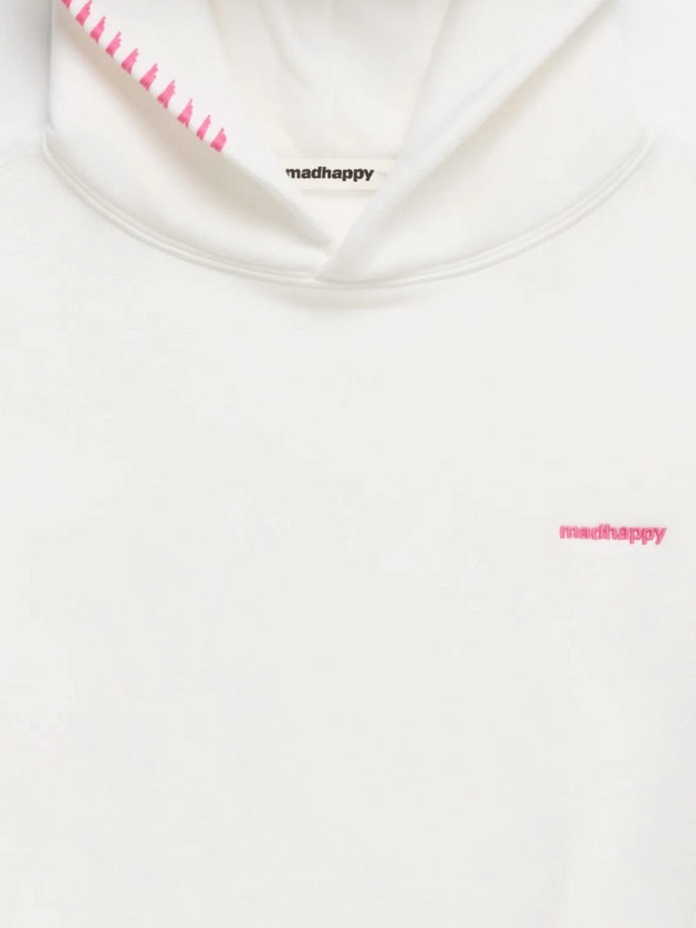 Madhappy White Crewneck Hoodie with Pink Accent NWT XS